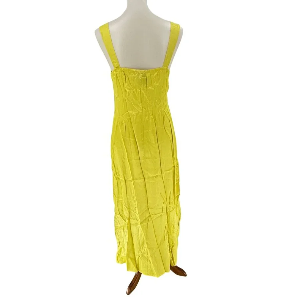 Topshop Lime Yellow Sleeveless Midi Dress With Lace Detail UK 12 / US 8 - Picture 3 of 13